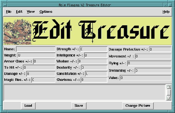 Treasure Editor Screen