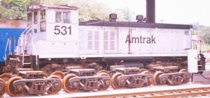 AlbRen-MDay-2001-7 Amtrak No. 531, an EMD switcher at the Albany-Rensselaer, NY train station