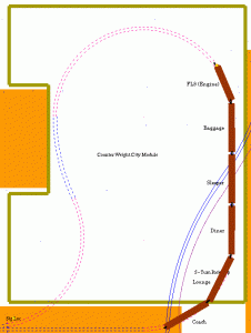 Figure 8: Train at Counterweight City, first stop.