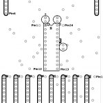 PCB layout of the front assembly with pin numbers